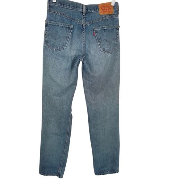 Levi’s 501 Straight Distressed Ripped Jeans Light Wash Button Fly Women’s 30x36 - Picture 2 of 5